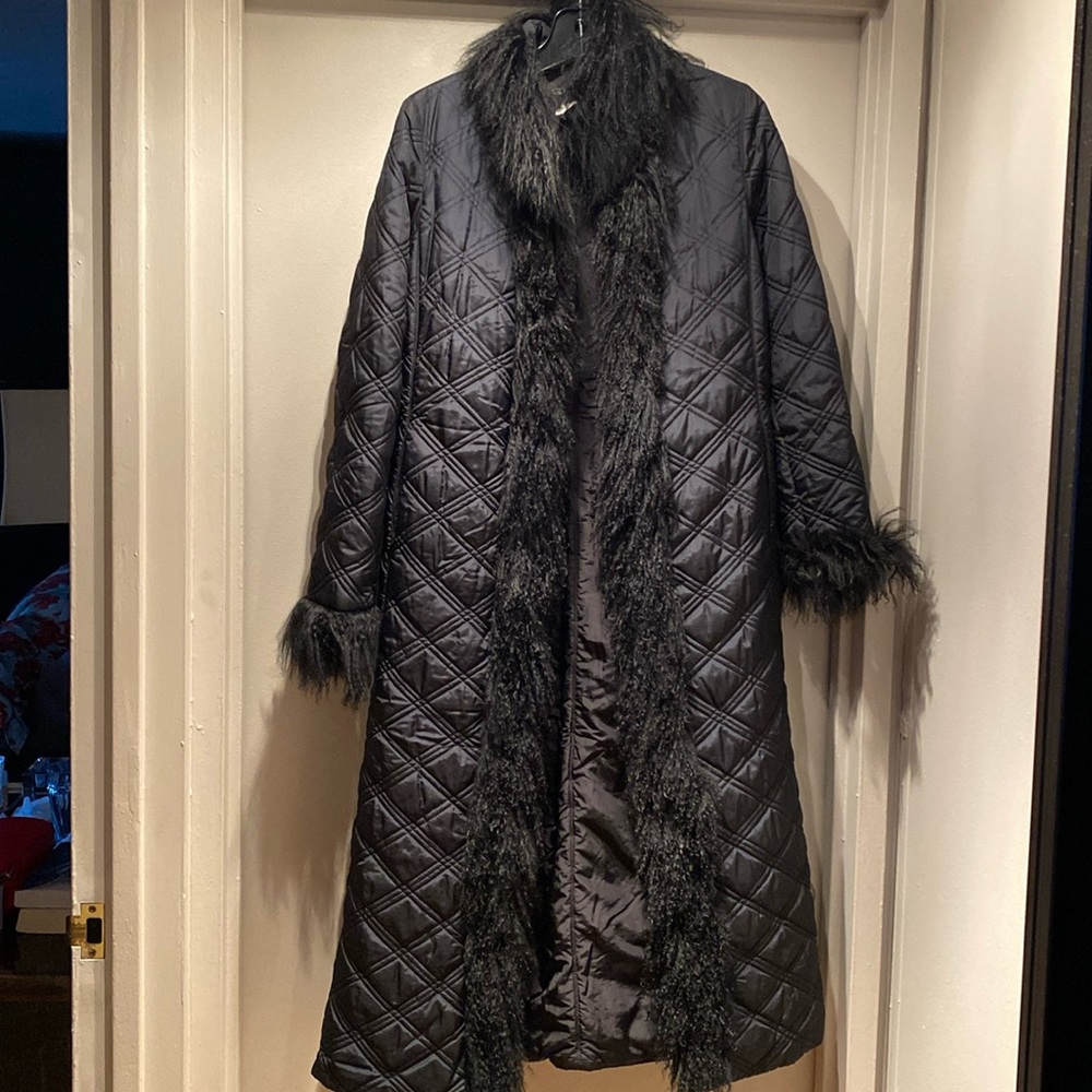 Black down midi coat